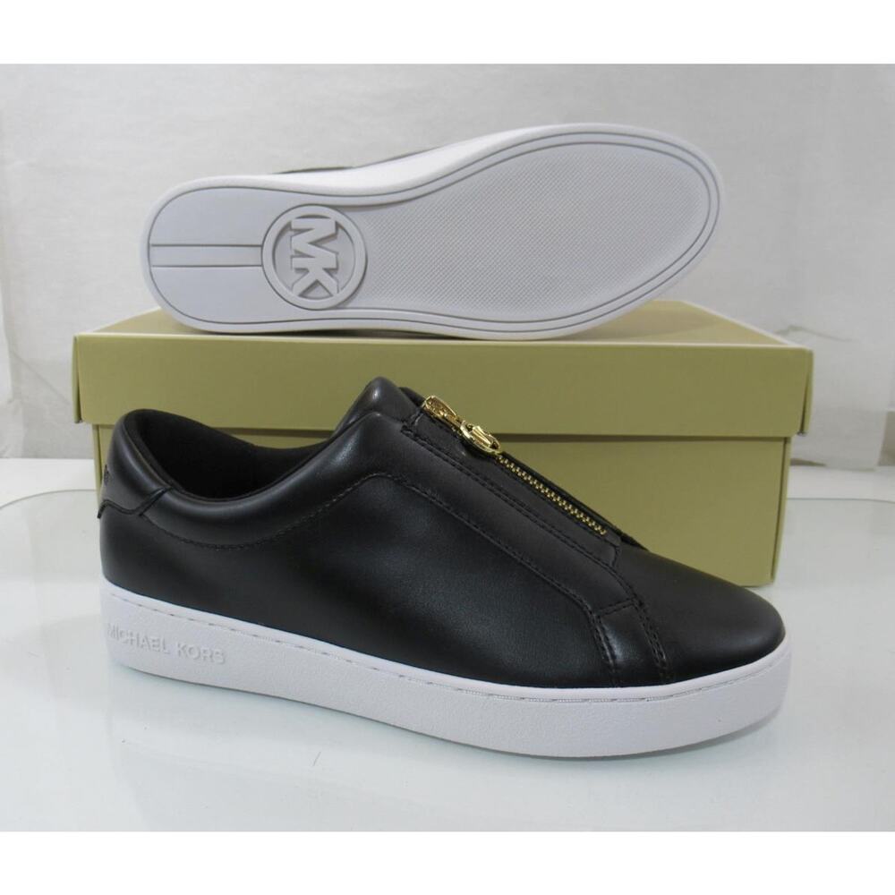 Michael Kors Keaton Zip Slip On Sneakers MK Logo Black Size 7 - Picture 8 of 8